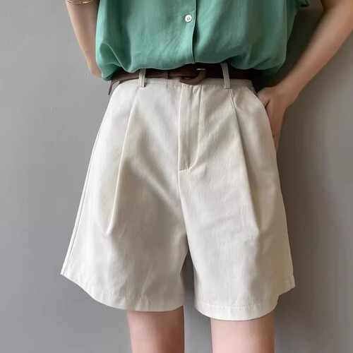 Women's Summer 5-inch Short Pants Business Suit 2025 New Casual High-waisted Slimming Loose A-line Wide-leg Pants