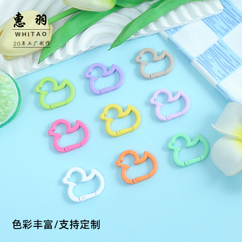 Colorful Painted Duck Spring Clasp Open Ring Connecting Ring Keychain DIY Accessories Handmade Doll Hanging Buckle Wholesale