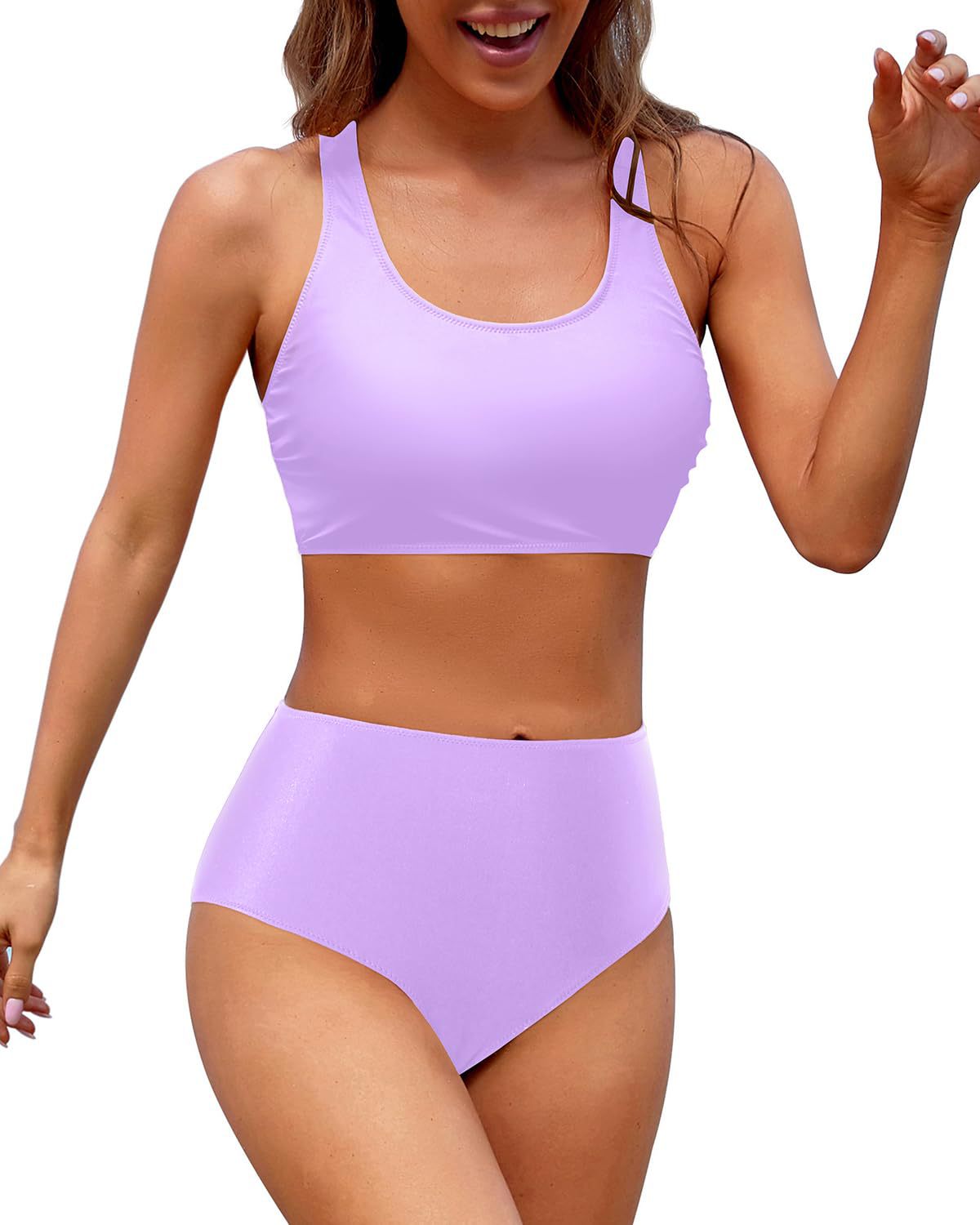 2024 comercio exterior transfronterizo de color sólido nuevo trajes de baño delgados divididos chaleco de cintura alta cruzado con cojín de pecho trajes de baño