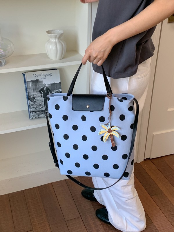 Bolsa de gran capacidad para viajar mujeres 2026 verano nuevo estilo coreano Zhong wave punto tote bag casual simple mochila image 5