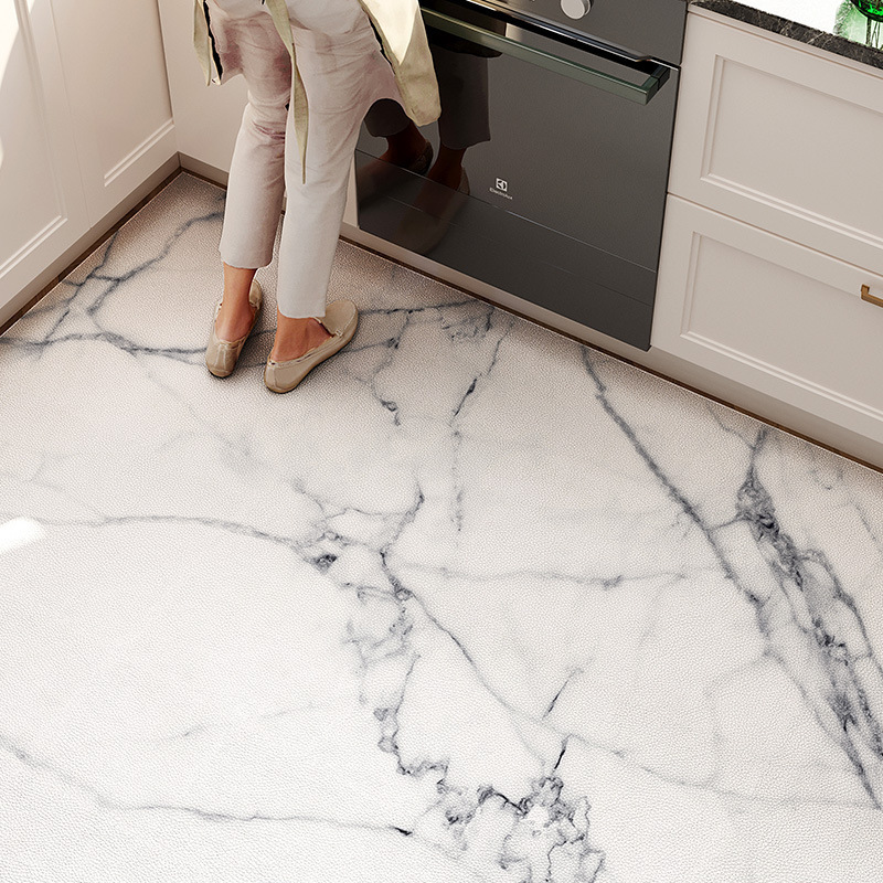 Alfombra del piso de la cocina cubierta completa antideslizante a prueba de aceite alfombra resistente a las manchas cubierta completa borrable limpieza lavable PVC impermeable estera del pie cubierta entera