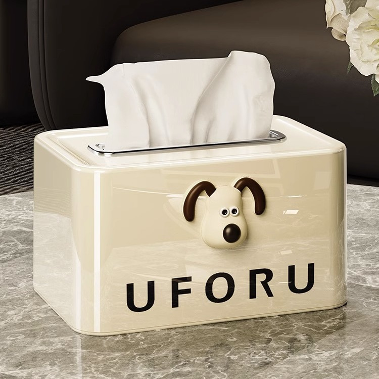 Caja de toallas para perros cuadrados de estilo de crema, caja de toallas de lavado de cara, caja de almacenamiento a prueba de polvo, mesa de té de lujo, sala de estar