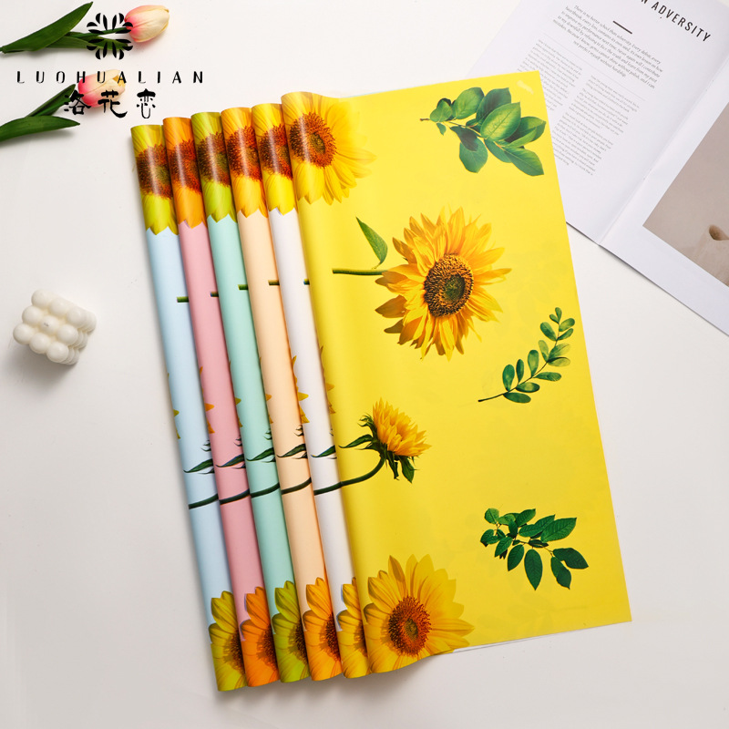 Fabricantes de girasol al por mayor flor floral ramo de flores papel de embalaje de regalo de papel elegante papel impermeable papel de embalaje