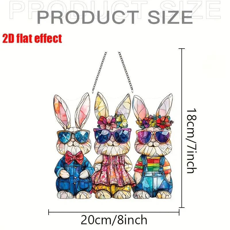 Nuevo conejo transfronterizo de Pascua acrílico menú decoración porche interior y exterior colgante de pared