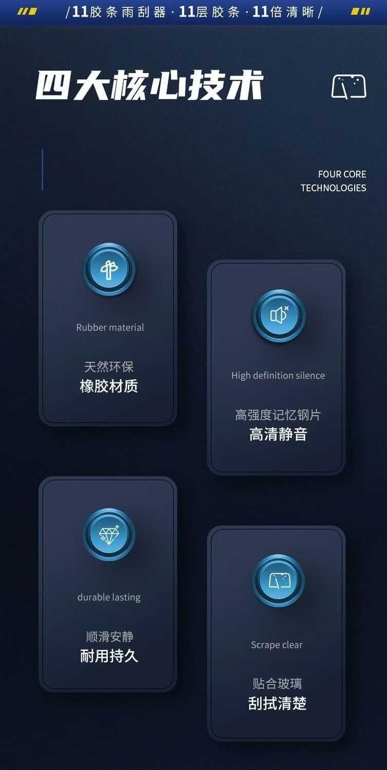 Multifunctional 11-Layer Rubber Strip Wiper U-Shaped Universal Car Wiper Original Ten-Strip Boneless Silent Wiper Blade