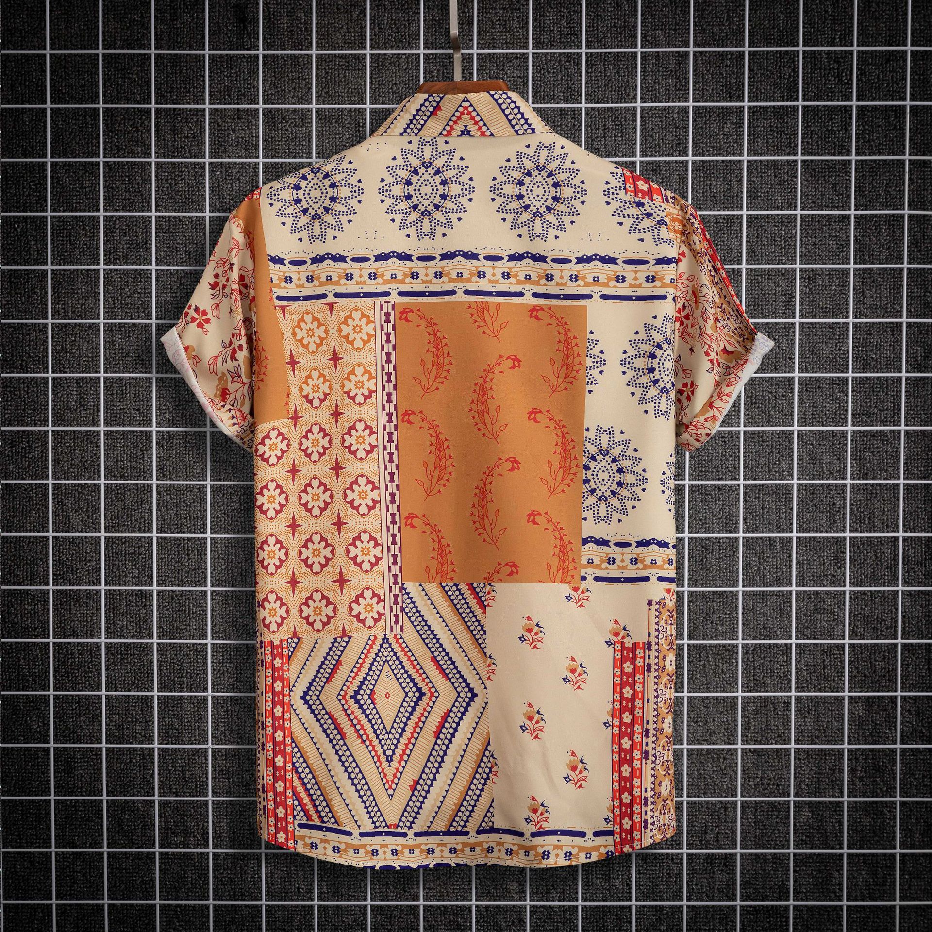 Camicia da uomo a maniche corte stile Paisley, vestibilità casual, non posizionabile_voghion.com