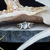 Metal retro ring with stone, jewelry, European style, moonstone, simple and elegant design