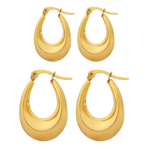 New U-shaped large earrings made of titanium steel and plated with gold, cross-border best-selling, European and American style, non-fading, fashionable and personalized earrings
