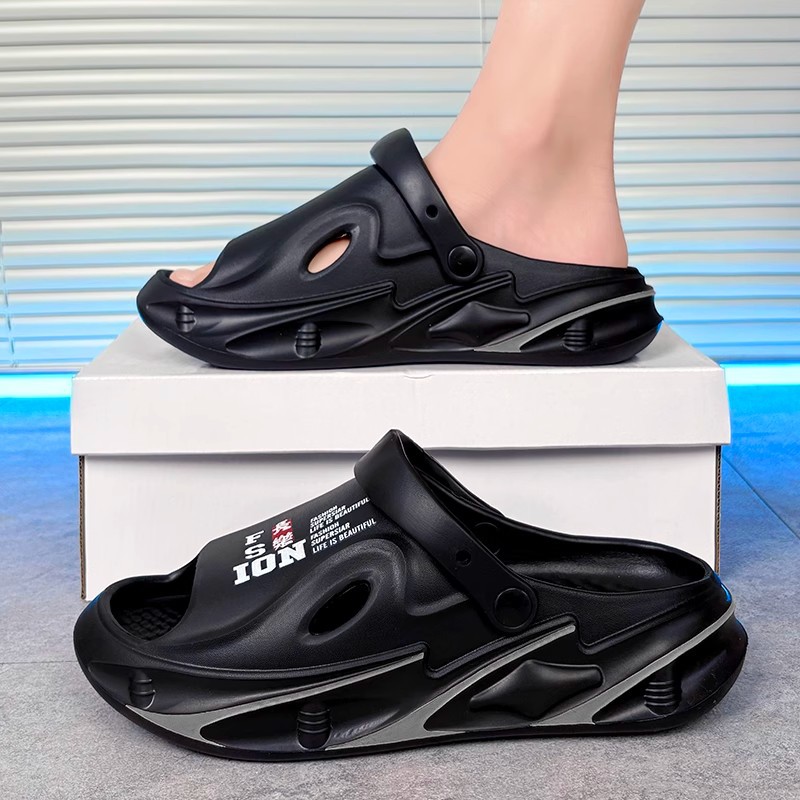 Zapatillas de eva transfronterizas, sandalias de playa antideslizantes para uso exterior de verano para hombres, sandalias de baloncesto deportivas de fondo grueso y suave para conducir