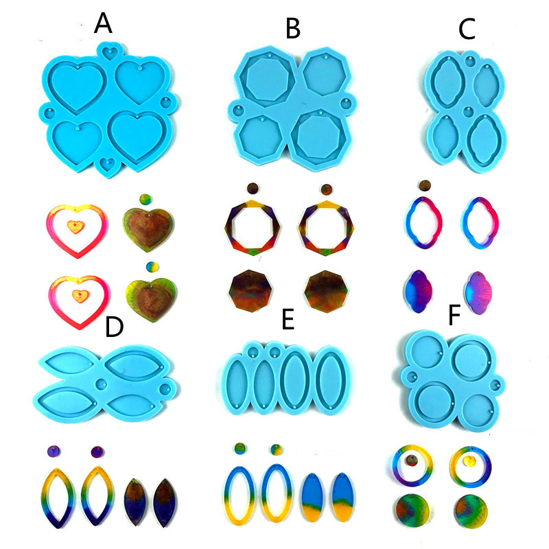 亚马逊跨境滴胶模具diy耳环集合大小圆耳环组合几何图形diy耳坠模
