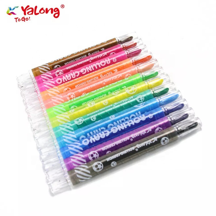 Crayones Giratorios Infantil de Plástico de 12 Colores que No Ensucian las Manos