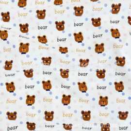 全棉双面斜纹春秋数码印花点子小熊女装童装连衣裙服装手工家居服