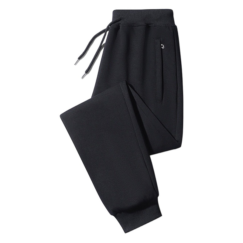 Pantalones de chándal de algodón de color sólido para hombre, para primavera y otoño, pantalones casuales, joggers holgados de pierna recta con cordón ajustable.