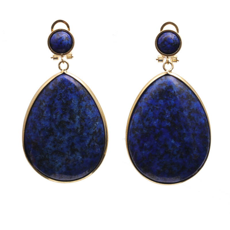 Europea y americana transfronteriza azul oro gota colgante pendientes simples exageradas pendientes de cristal Turquesa