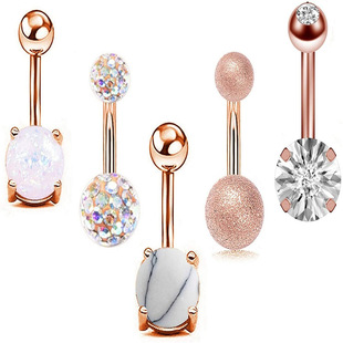 5 pieces suit combination new Amazon wish exquisite short Opal turquoise navel nail zircon navel ring