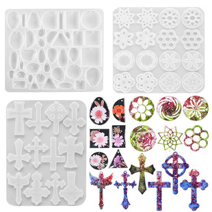 DIY Crystal Drop Candle Gypsum Hollow Carved Cross Geometric Drop Pendant Tag Silicone Mold