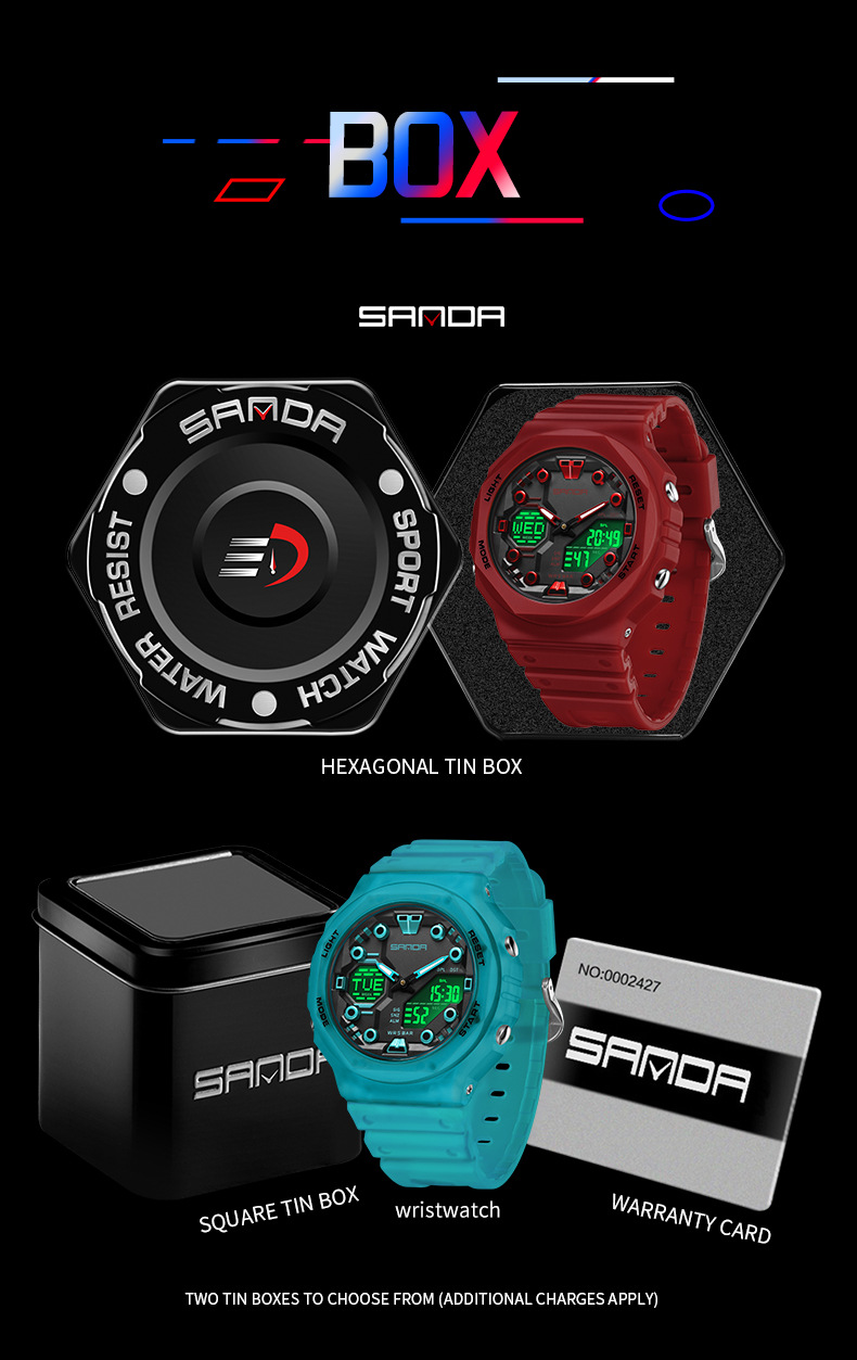 Sanda Sanda 6200 Orologio elettronico Esplosioni Sveglia multifunzionale Orologio impermeabile Orologio Cool Beginning Orologio per studenti delle scuole superiori_voghion.com