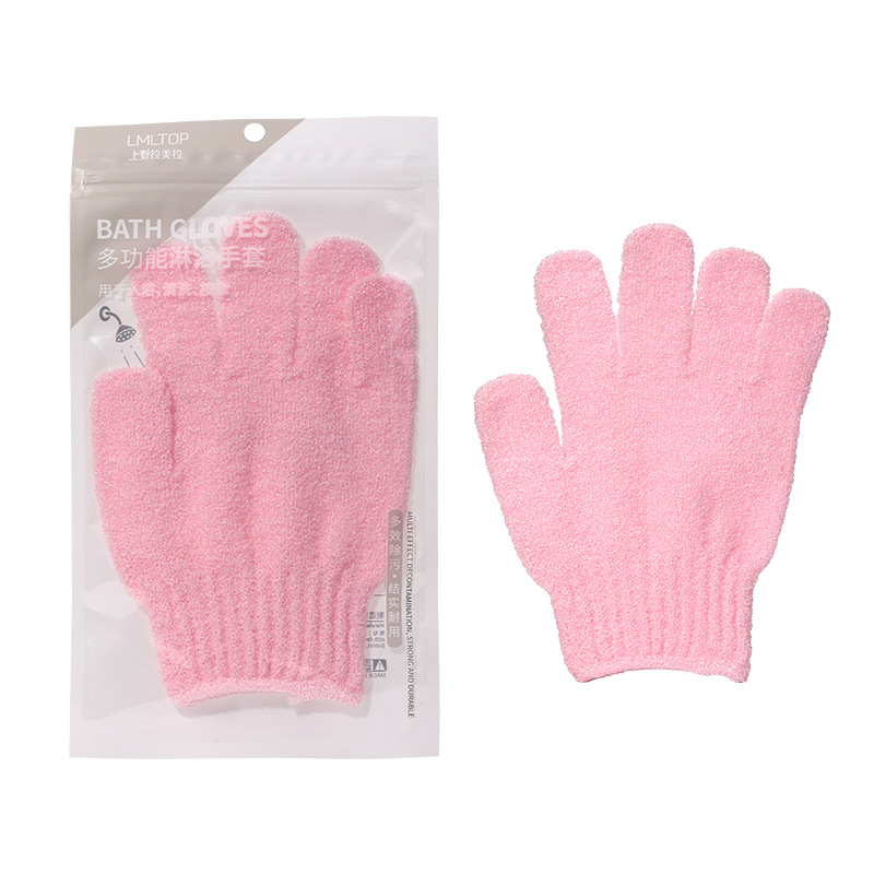 LMLTOP guantes de baño de doble cara exfoliantes de barro, herramientas de exfoliación, herramientas de exfoliación, guantes de baño de cinco dedos C070