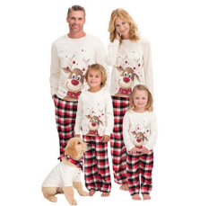thumbnail image 4 of 2024 Traje familiar a cuadros con cuello redondo y estampado de ciervos navideños europeos y americanos 0523, 4 of 5