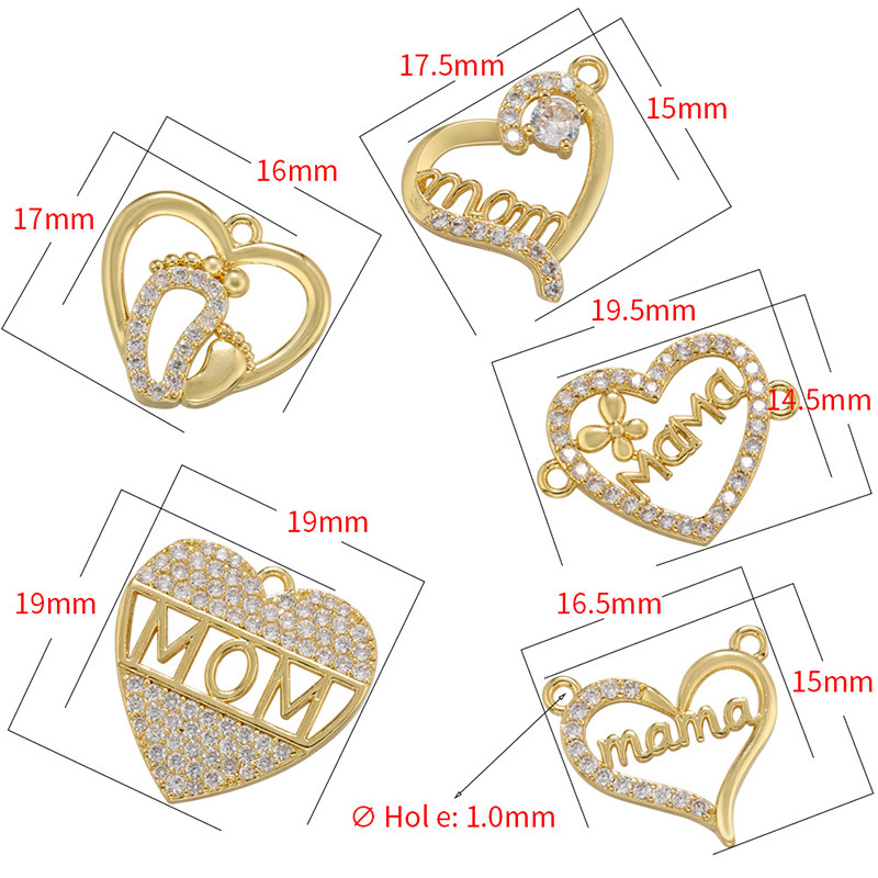 2g Weight Pendant Jewelry Making Type Zircon Inlay Material DIY Jewelry Accessories Classification 1 Piece Quantity Brass Material Letter, Heart Shape Pattern Plating, Inlay Design Simple Style Style 1 Piece Brass Zircon Letter Heart Shape Pendant 12