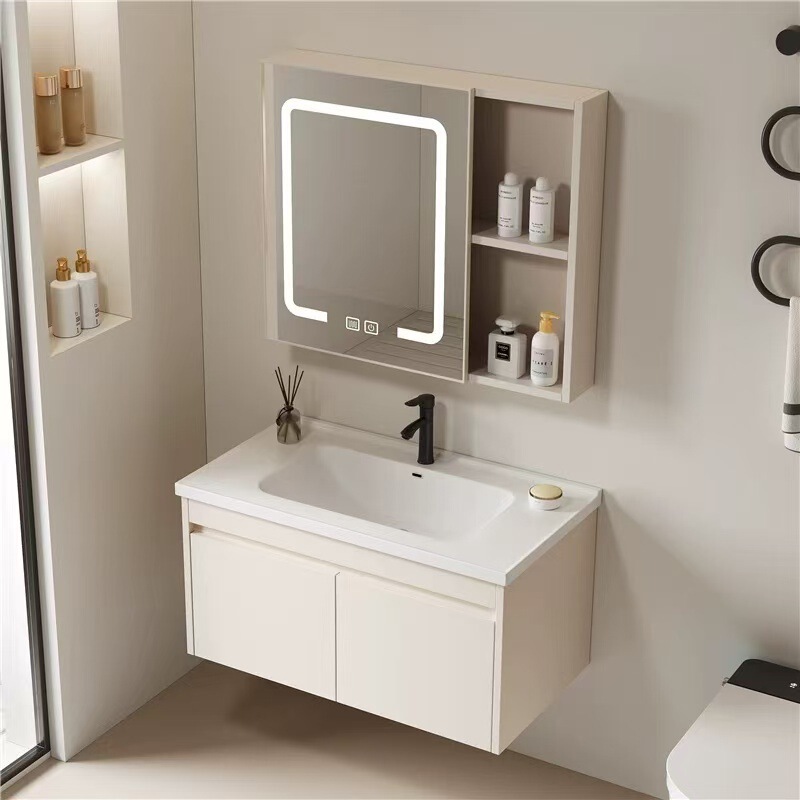 Honeycomb Aluminum Bathroom Cabinet Combination Washbasin Cabinet Bathroom Simple Modern Ceramic Integrated Washbasin Bathroom Furniture