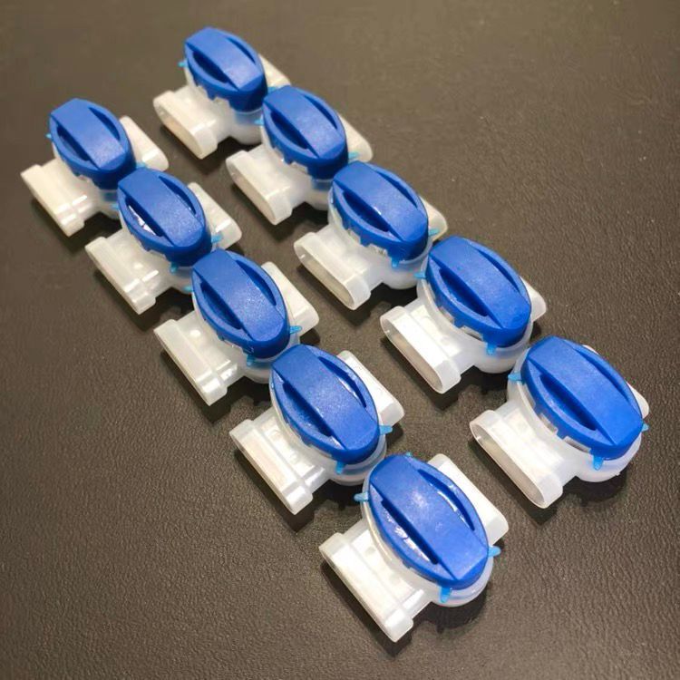 Lawn Boundary Connector 314 Terminal Block Blue and White Automatic Waterproof Peeling 3-hole Terminal Block for Lawn Mower