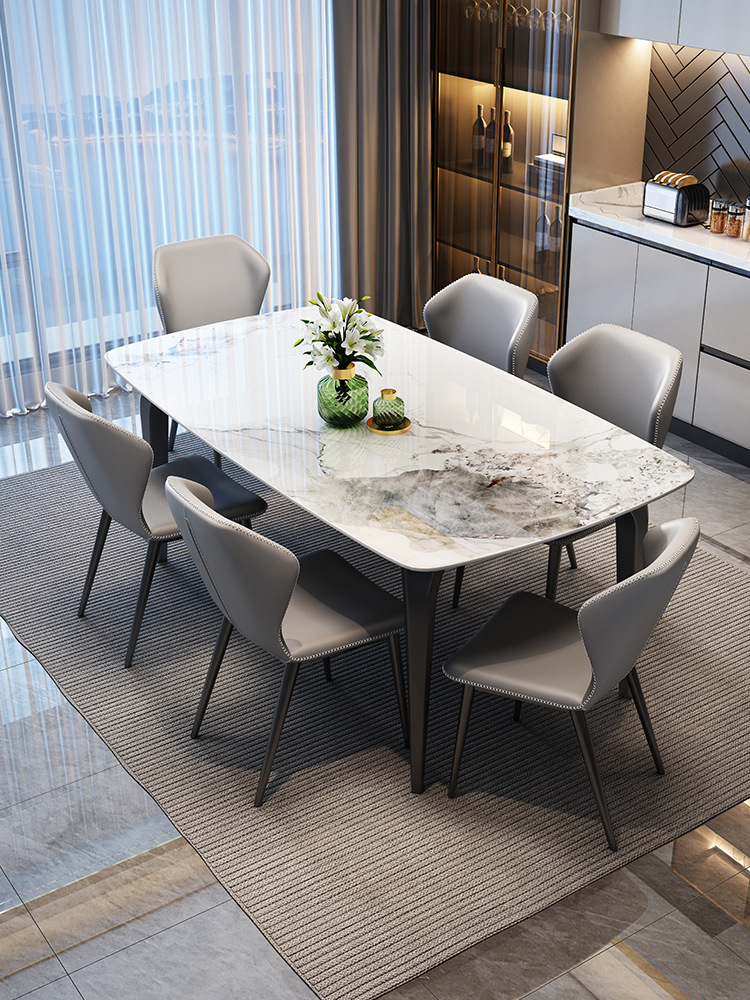 Minimalist Italian dining table and chair combination modern minimalist light luxury Rock plate dining table small apartment home rectangular Western dining table