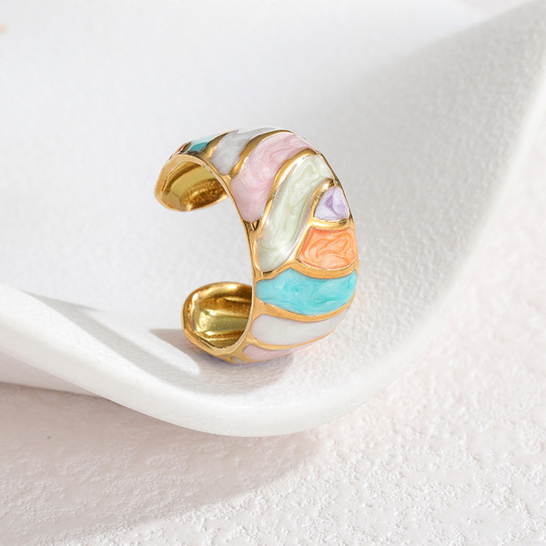 Brand geometric one size ring stainless steel