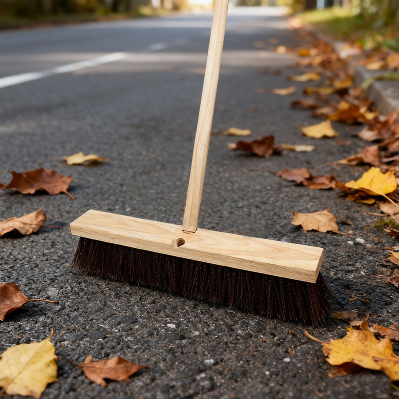 Factory Wholesale Road Cleaning Brush Solid Wood Curved Wire Brush Mexican Deck Brush Household Leaf Cleaning Brush
