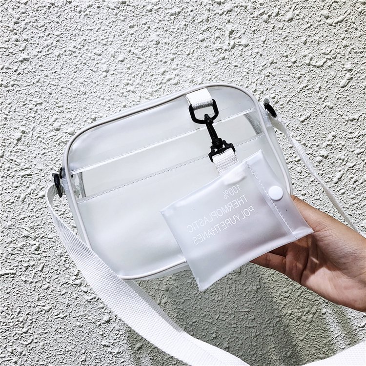 Bolsa de estilo coreano 2023 nuevo verano pequeña bolsa femenina estilo coreano translúcido bolsa de plástico hombro bolsa de mensajero de moda al por mayor