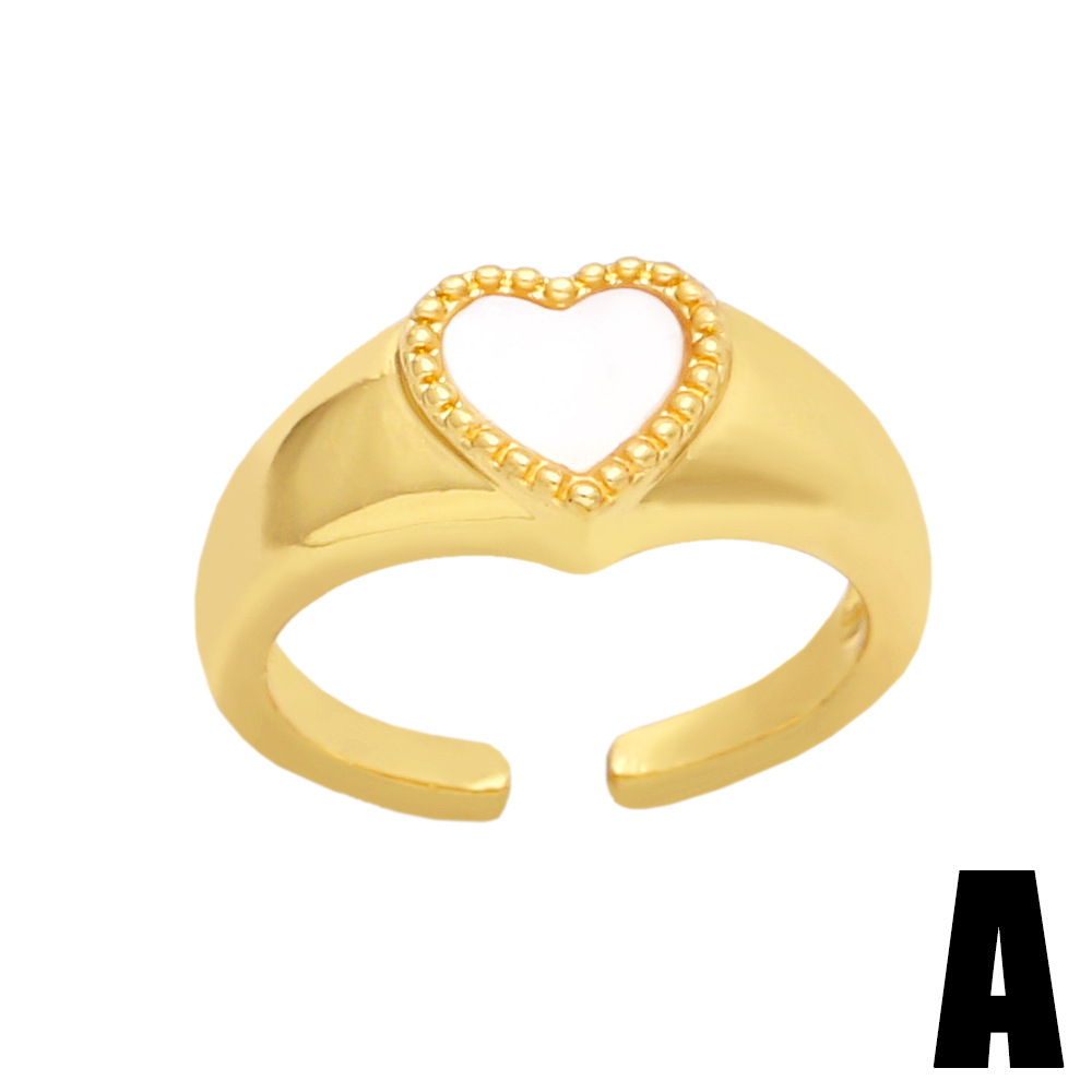 Fashion Heart Shape Planet Copper Open Ring Plating Zircon Copper Rings