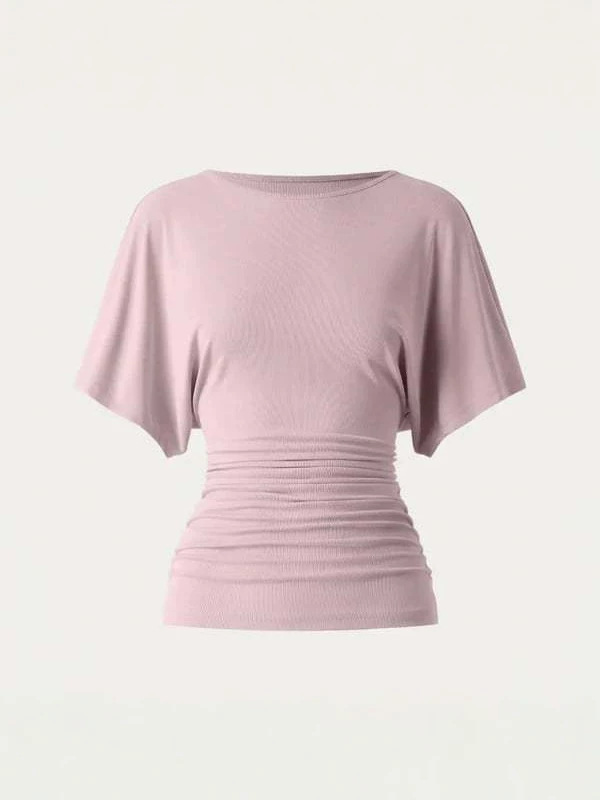 Boat neck bat sleeve side lapel top stylish and comfortable women's fashion, summer tops for women summer vibe 5