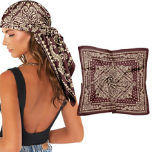 复古佩斯利花纹酒红丝巾包头巾跨境时尚头巾时尚优雅百搭方巾配饰