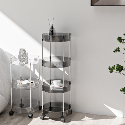 Overflow round kitchen rack floor-standing washbasin storage rack bathroom multi-layer removable wheeled trolley