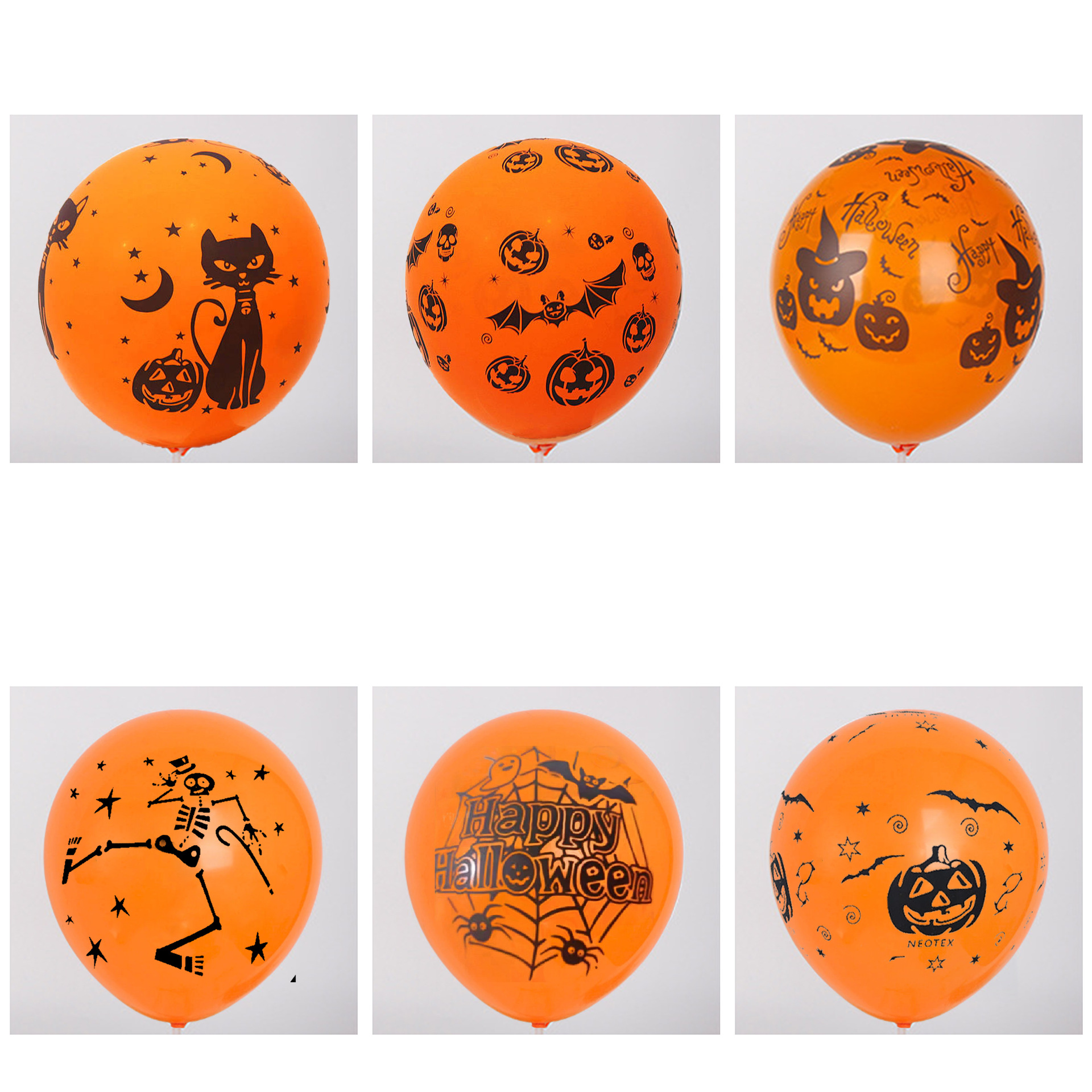 10 pulgadas Halloween cinco caras naranja mezcla 100 / paquete
