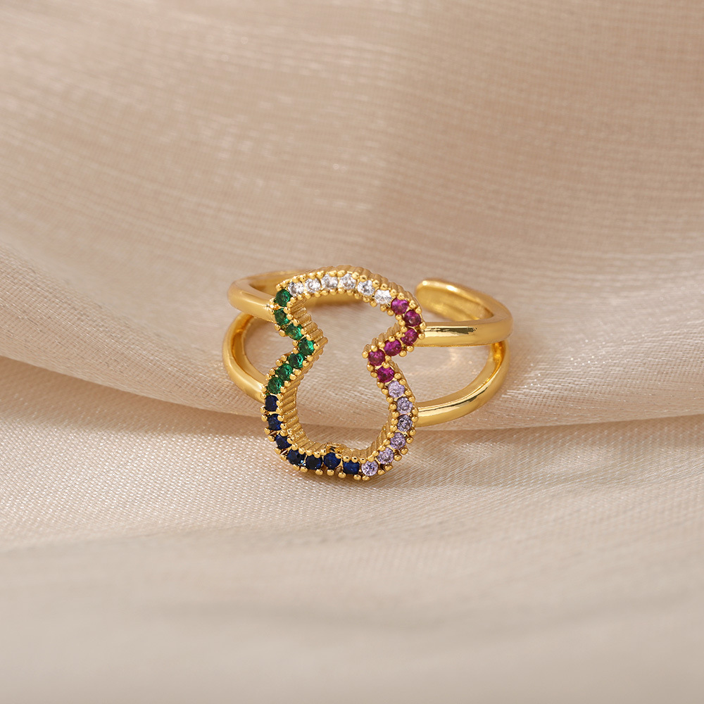Geometric Heart-Shaped Zircon Ring
