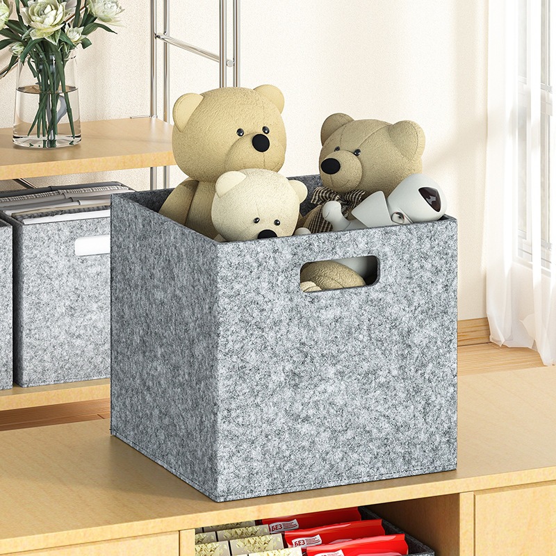 跨境折叠毛毡收纳筐大容量衣服儿童玩具收纳桌面杂物收纳盒可折叠