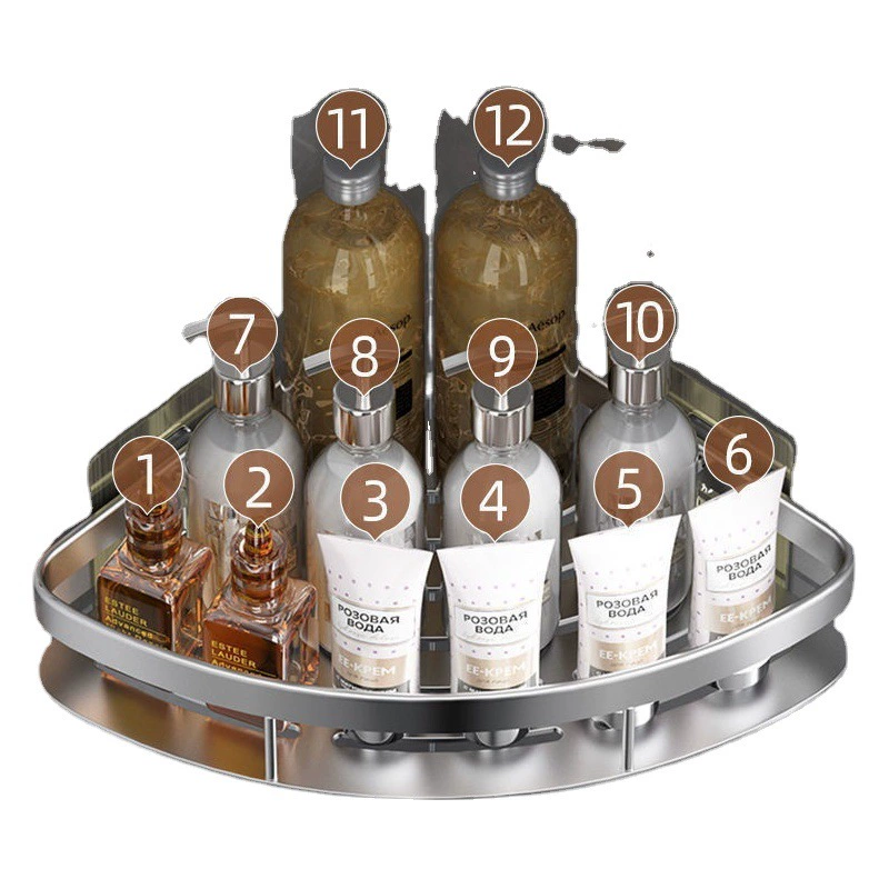 Настенная многослойная треугольная присоска для унитаза, настенная водонепроницаемая полка для ванной комнаты без перфорации, алюминиевый сплав