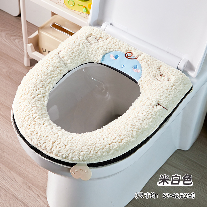 Invierno nuevo cojín de inodoro de peluche casero adorable cojín de inodoro grueso suave rodeado todo anillo lavable inodoro