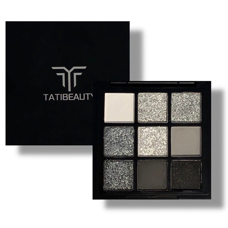 Т palettes тени для век TATIBEAUTY девять цветов — жемчужный и блестящий smoky-оттенки, серый/черный