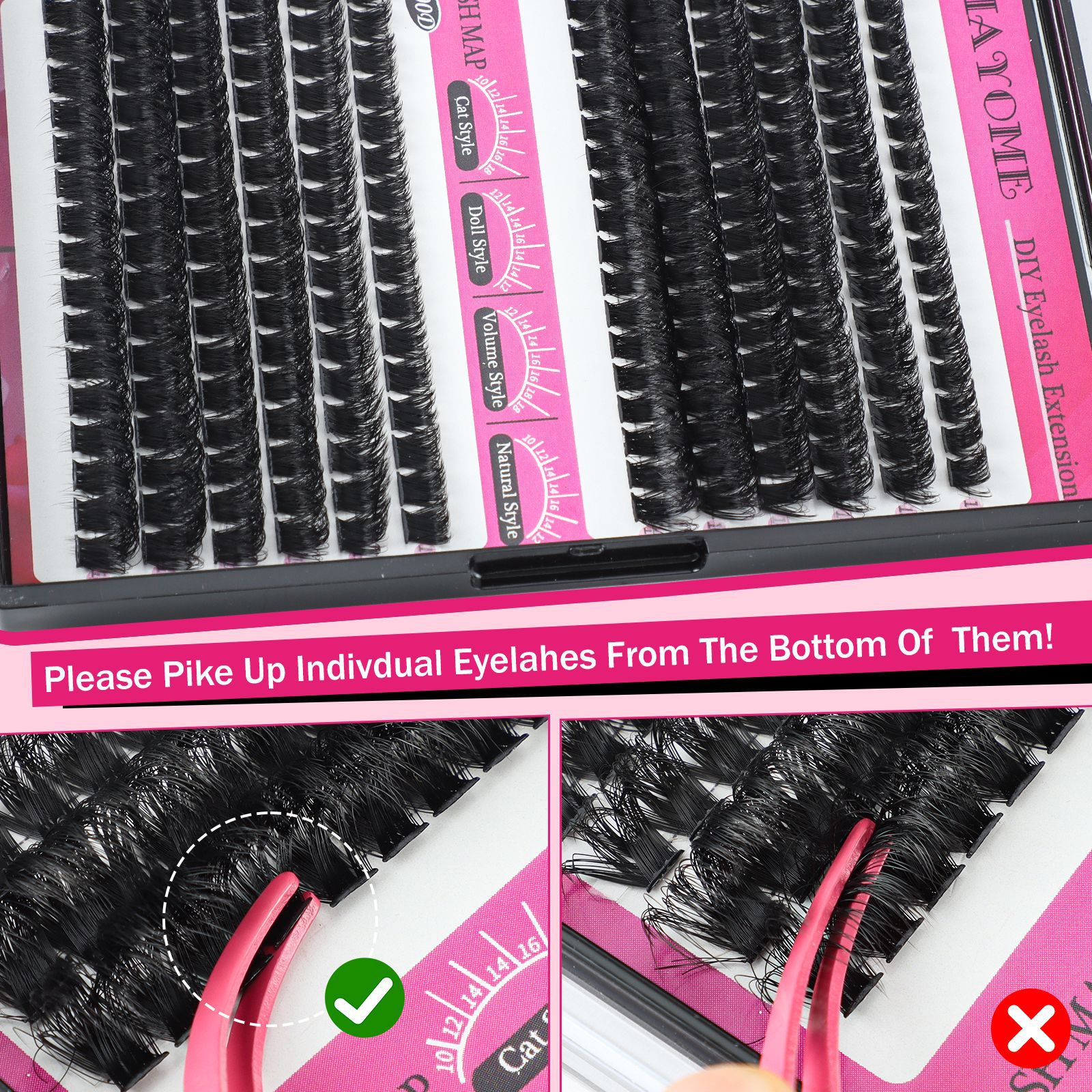 Cross border hot selling 80D100D single cluster false eyelashes set DIY segmented European and American natural thick D curved eyelashes_voghion.com