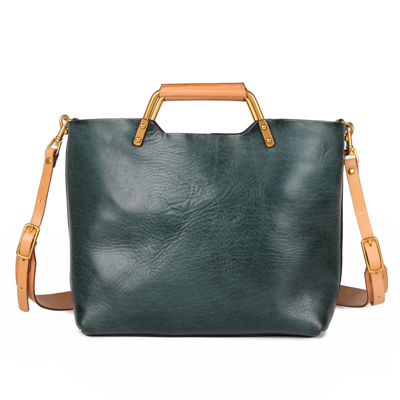 Layered Leather Handbag in Black