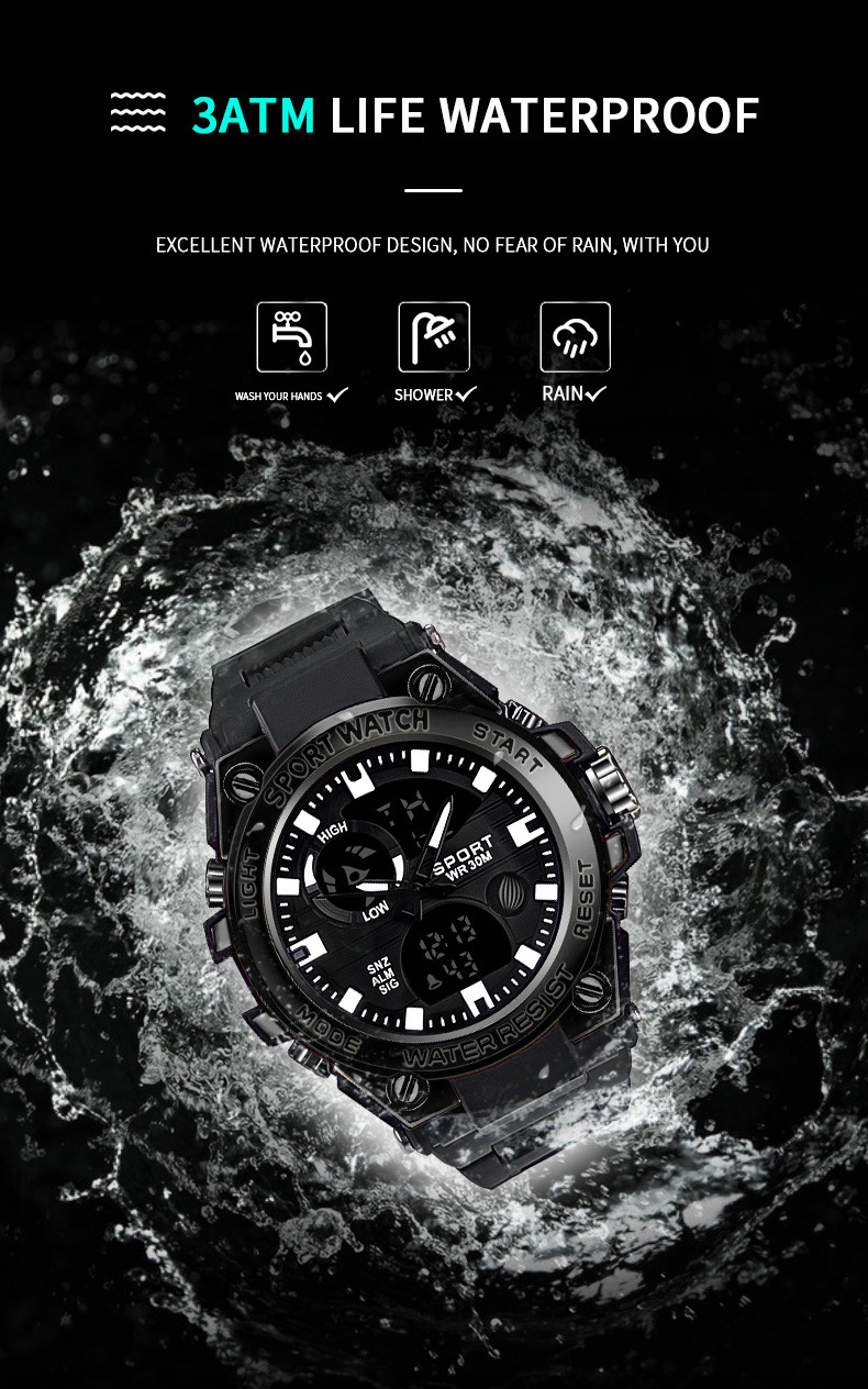 Men's Sports Watch Waterproof Electronic Multi-functional Led_voghion.com