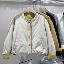 2025冬季新款韩系撞色长袖棉衣外套女小个子轻薄加厚棉服潮休闲风