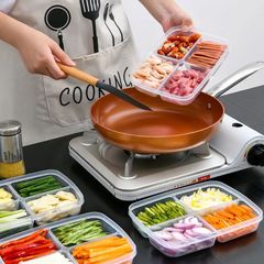 Japanese food storage container kitchen divided meal prep prep container no flavor transfer vegetable frozen meat four-grid refrigerator preservation box