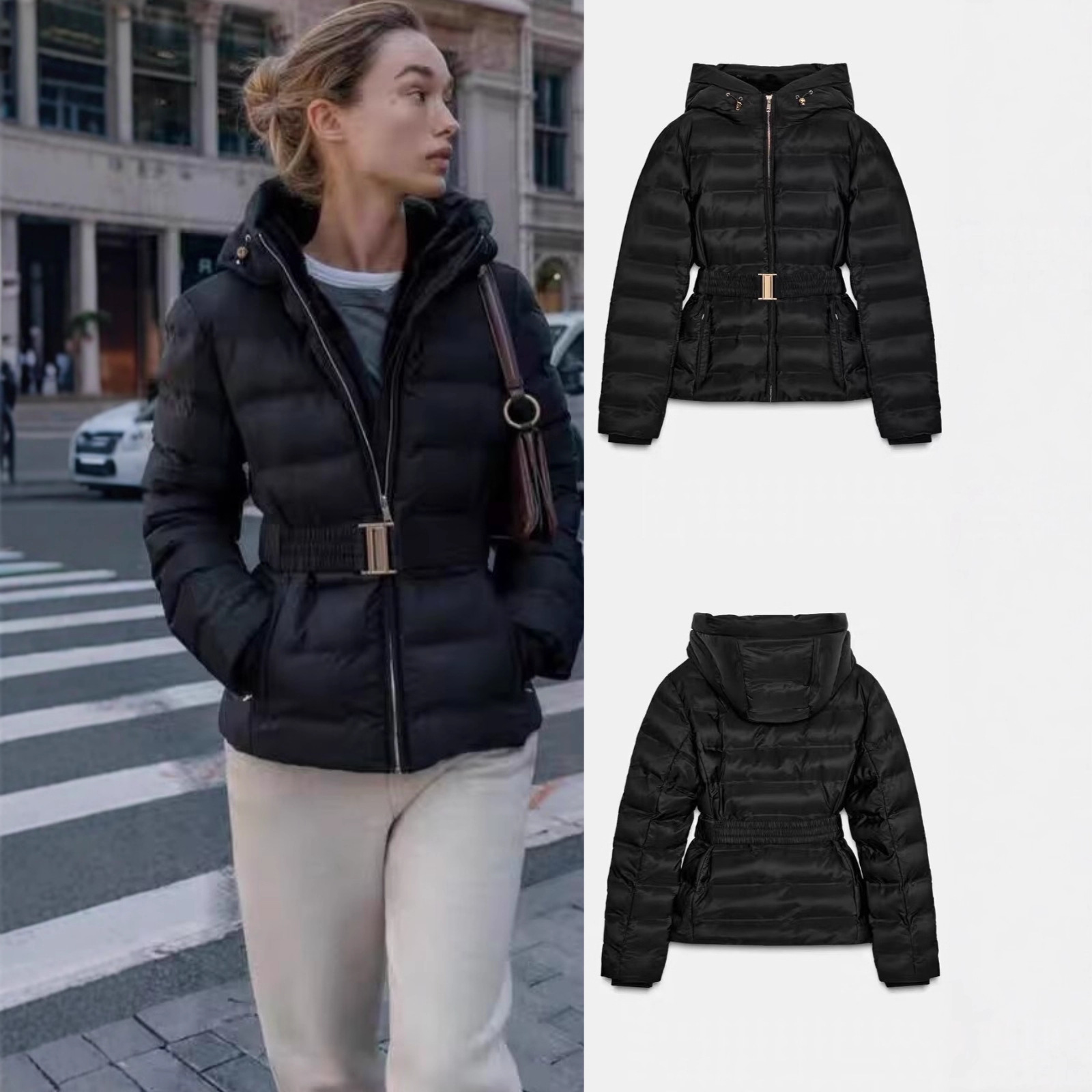 2025新款Z跨境欧美风女装批发时尚潮流短款修身防水防风棉外套