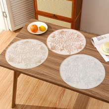 跨境法式圆形PVC餐垫创意菊花咖啡隔热垫轻奢餐厅隔热垫防烫高