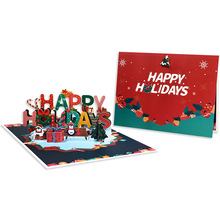 2023新款圣诞节立体贺卡3D跨境亚马逊祝福卡片happy holidays企鹅