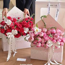 2.14情人节新款浪漫来信蕾丝边巨型信封鲜花插花礼盒礼物花艺资材