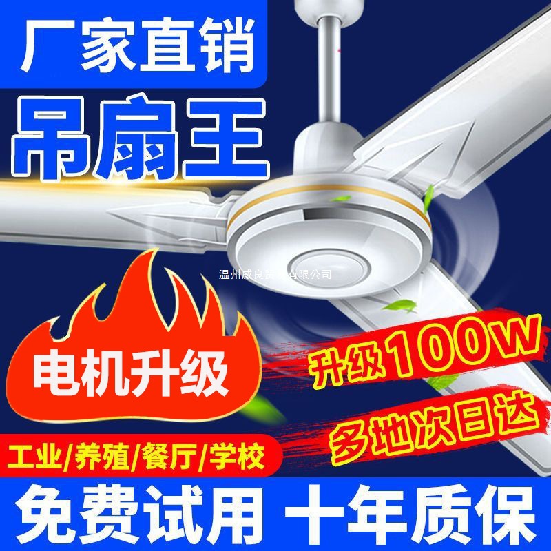 Daming Brand Ceiling Fan Electric Fan Pure Copper Household Strong Wind Silent 56inch Industrial Breeding 100W Electric Fan